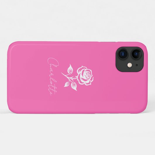 Modern Elegant Hot Pink en Roos Custom Name Case-Mate iPhone Case (Achterkant (horizontaal))