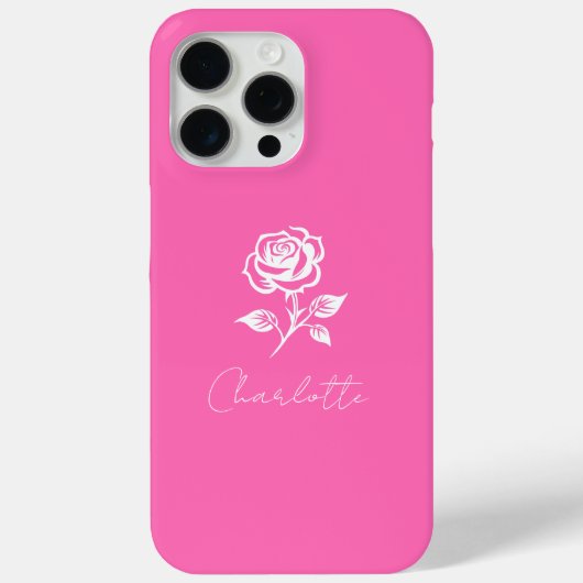 Modern Elegant Hot Pink en Roos Custom Name Case-Mate iPhone Case (Achterkant)