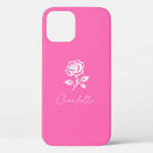 Modern Elegant Hot Pink en Roos Custom Name Case-Mate iPhone Case (Achterkant)