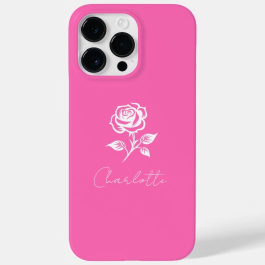 Modern Elegant Hot Pink en Roos Custom Name Case-Mate iPhone Case (Achterkant)