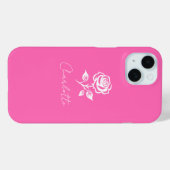 Modern Elegant Hot Pink en Roos Custom Name Case-Mate iPhone Case (Achterkant (horizontaal))