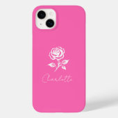 Modern Elegant Hot Pink en Roos Custom Name Case-Mate iPhone Case (Achterkant)