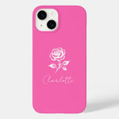 Modern Elegant Hot Pink en Roos Custom Name Case-Mate iPhone Case (Achterkant)