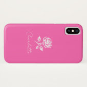 Modern Elegant Hot Pink en Roos Custom Name Case-Mate iPhone Case (Achterkant (horizontaal))