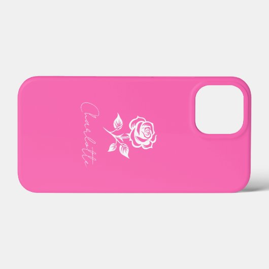 Modern Elegant Hot Pink en Roos Custom Name Case-Mate iPhone Case (Achterkant (horizontaal))