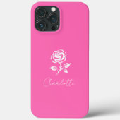 Modern Elegant Hot Pink en Roos Custom Name Case-Mate iPhone Case (Achterkant)