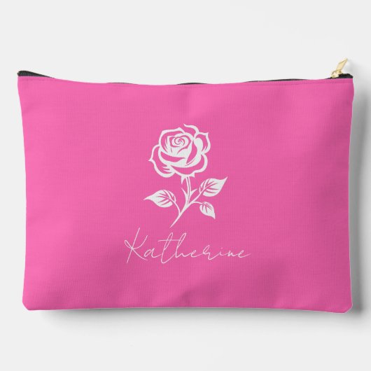 Modern Elegant Hot Pink en Roos Custom Name Etui (Achterkant)