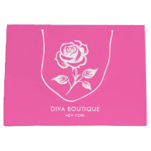 Modern Elegant Hot Pink en Roos Custom Name