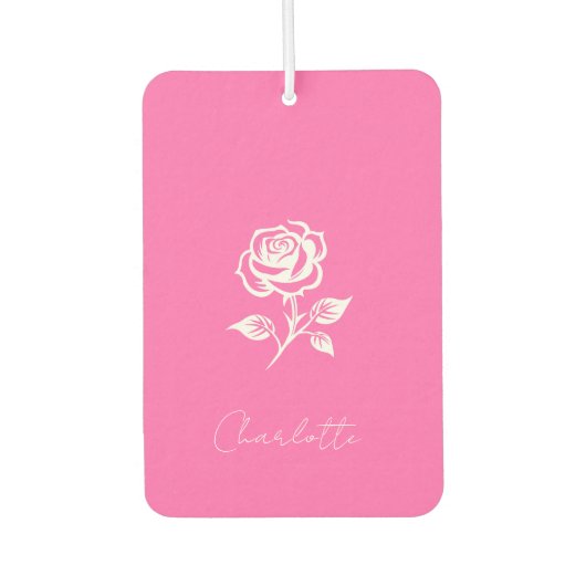 Modern Elegant Hot Pink en Roos Custom Name Luchtverfrisser (Voorkant)