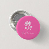Modern Elegant Hot Pink en Roos Custom Name Ronde Button 3,2 Cm (Voorkant /achterkant)