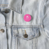 Modern Elegant Hot Pink en Roos Custom Name Ronde Button 3,2 Cm (In situ)