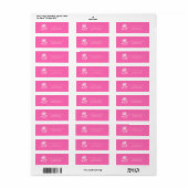 Modern elegant hot pink en Roos retouradres Etiket (Full Sheet)