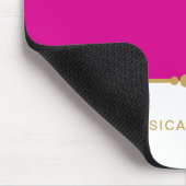 Modern Elegant Hot Pink Gold Name Mousepad Muismat (Hoek)