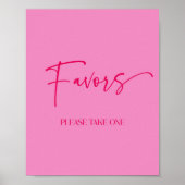 Modern Elegant Hot Pink Party Favorieten Sign Poster (Voorkant)