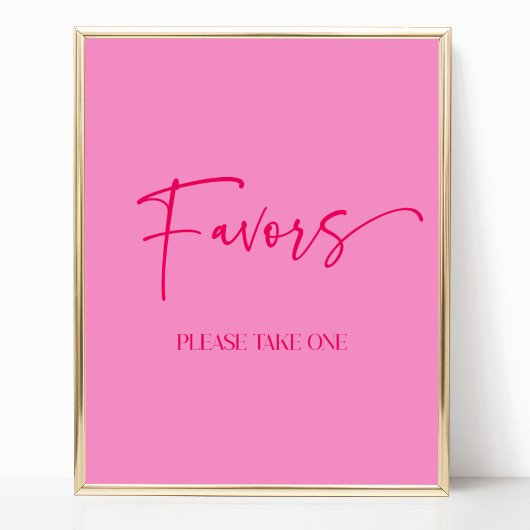 Modern Elegant Hot Pink Party Favorieten Sign Poster