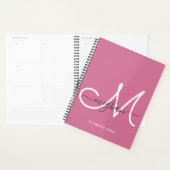 Modern Elegant Hot Pink White Script Monogram 2022 Planner (Display)