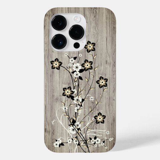 Modern elegant hout - bloemen - houten Case-Mate iPhone case (Achterkant)