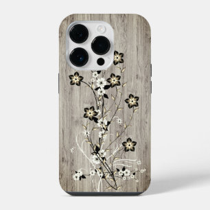 Modern elegant hout - bloemen - houten iPhone 14 plus hoesje