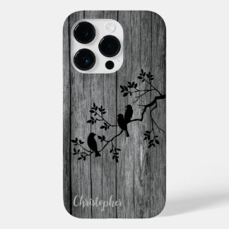 Modern elegant hout - boom en kraai - houten Case-Mate iPhone 14 pro hoesje
