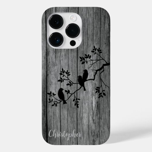 Modern elegant hout - boom en kraai - houten Case-Mate iPhone case (Achterkant)