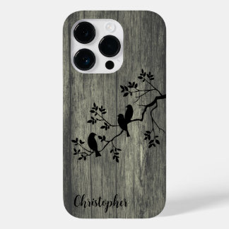 Modern elegant hout - boom en kraai - houten Case-Mate iPhone 14 pro hoesje
