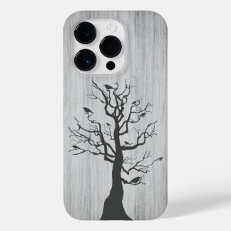 Modern elegant hout - boom en kraai - houten Case-Mate iPhone 14 pro hoesje