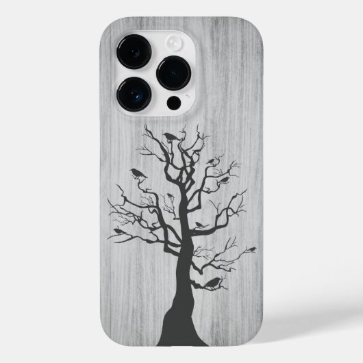 Modern elegant hout - boom en kraai - houten Case-Mate iPhone case (Achterkant)