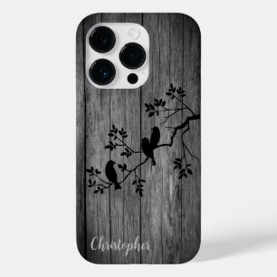 Modern elegant hout - boom en kraai - houten Case-Mate iPhone 14 pro hoesje