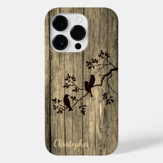 Modern elegant hout - boom en kraai - houten Case-Mate iPhone 14 pro hoesje