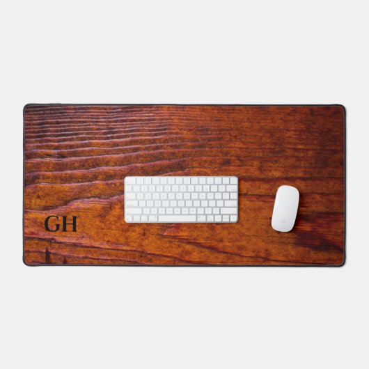 Modern Elegant Hout  Monogram Bureaumat (Keyboard & Muis)
