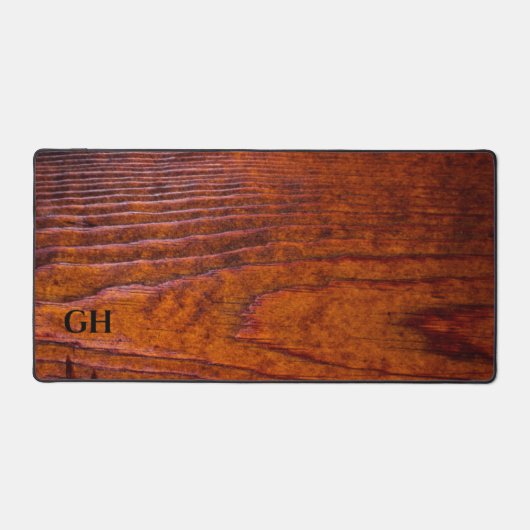 Modern Elegant Hout  Monogram Bureaumat (Voorkant)