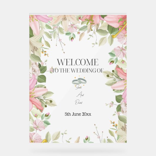 Modern Elegant Huwelijk Welkom Acryl Teken Acryl Bord (Voorkant)