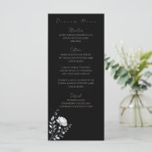 Modern Elegant Huwelijk Zwart en Wit - Bloemen Menu (Staand voorkant)