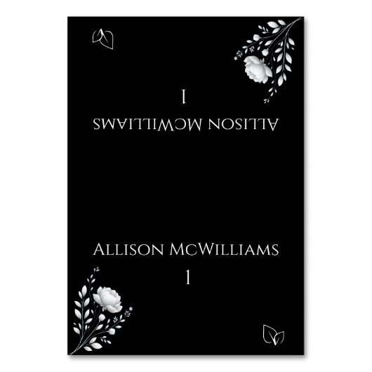 Modern Elegant Huwelijk Zwart-wit Vegetarisch Kaart (Voorkant)