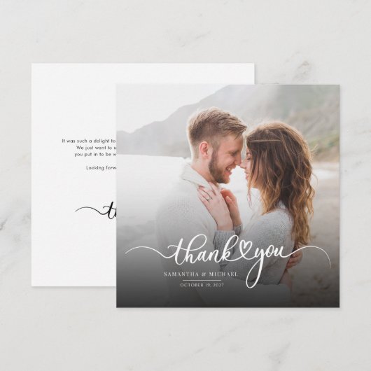 Modern Elegant Huwelijksfotoscript Bedankkaart (Voorkant / Achterkant)