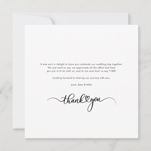 Modern Elegant Huwelijksfotoscript Bedankkaart (Achterkant)