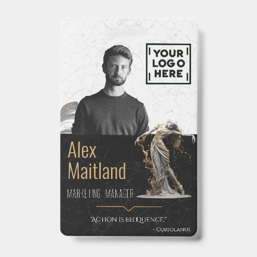 Modern Elegant ID Kaart Logo Quote Badge (Voorzijde)