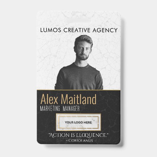 Modern Elegant ID Kaart Logo Quote Badge (Front)