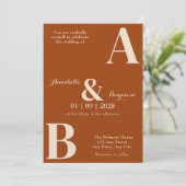 Modern Elegant Initiaal Verbrand Sinaasappel bruil Kaart (Staand voorkant)