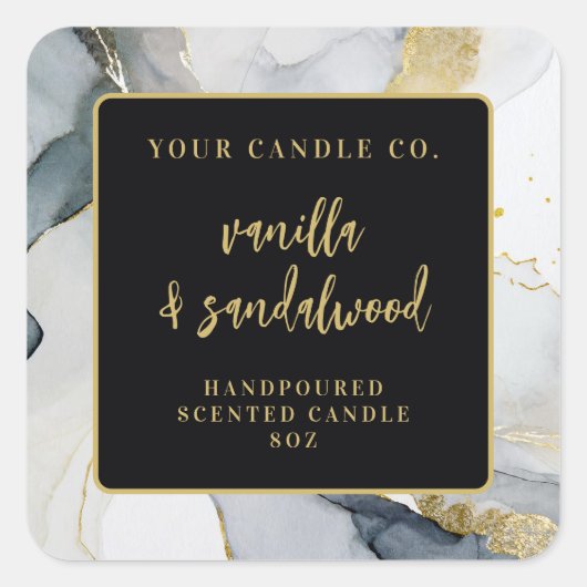 Modern Elegant Ink Waterverf Candle Productlabel Vierkante Sticker (Voorkant)