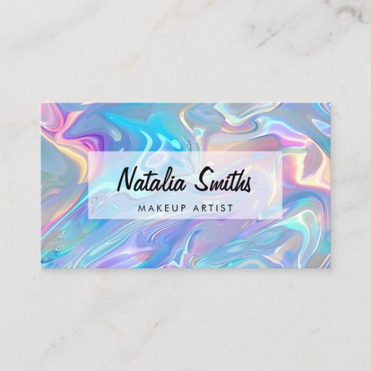 Modern Elegant Irediscent Holographic Afsprakenkaartje (Voorkant)