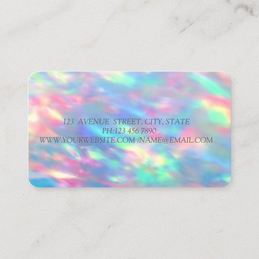 Modern Elegant Iridescent Opal Diamonds Lotus Visitekaartje (Achterkant)