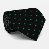 Modern Elegant Irish Shamrock Green Clover Black Stropdas (Opgerold)
