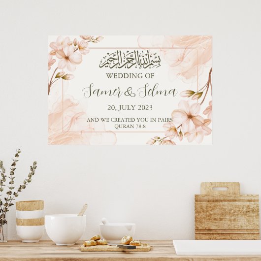 Modern Elegant Islamitisch Moslim Bruiloft Poster (Keuken)