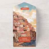 Modern Elegant Italië Bestemming Bruiloft All In One Uitnodiging (Buitenkant)