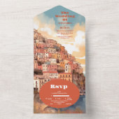 Modern Elegant Italië Bestemming Bruiloft All In One Uitnodiging (Binnen)