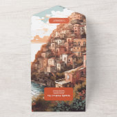 Modern Elegant Italië Bestemming Bruiloft All In One Uitnodiging (Buitenkant)