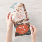 Modern Elegant Italië Bestemming Bruiloft All In One Uitnodiging (Afscheurbaar)