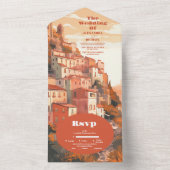 Modern Elegant Italië Bestemming Bruiloft All In One Uitnodiging (Binnen)