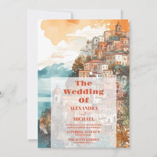 Modern Elegant Italië Bestemming Bruiloft Kaart (Voorkant)
